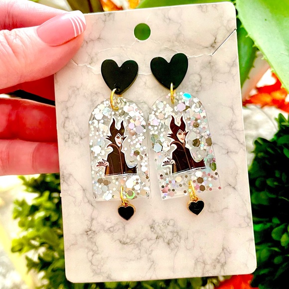 Maleficent Acrylic Dangle Earrings - Picture 2 of 4
